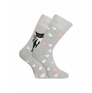 Šedé unisex veselé ponožky Dedoles Svatební kočky