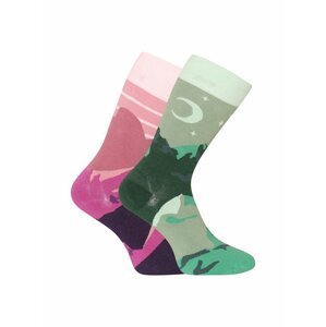 Zeleno-růžové unisex veselé ponožky Dedoles Noc a západ slunce