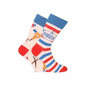 Bílo-modré unisex veselé ponožky Dedoles Barbershop