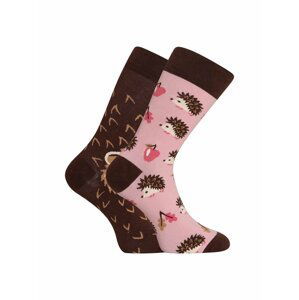 Růžovo-hnědé unisex veselé ponožky Dedoles Ježek