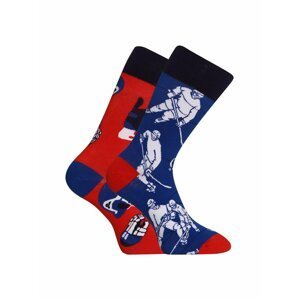 Červeno-modré unisex veselé ponožky Dedoles Lední hokej