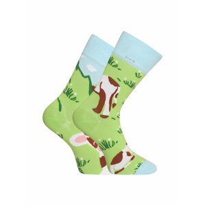 Zelené unisex veselé ponožky Dedoles Šťastná kráva