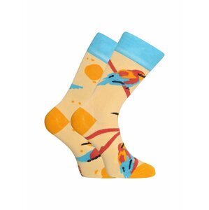 Oranžové veselé bambusové ponožky Dedoles Ptáček