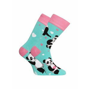 Tyrkysové unisex veselé bambusové ponožky Dedoles Panda a srdíčka
