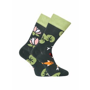 Zelené unisex veselé bambusové ponožky Dedoles Rybky koi a lekníny