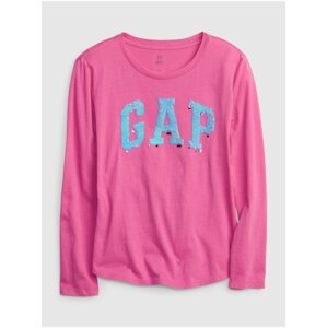 Tmavě růžové holčičí tričko s dlouhým rukávem GAP
