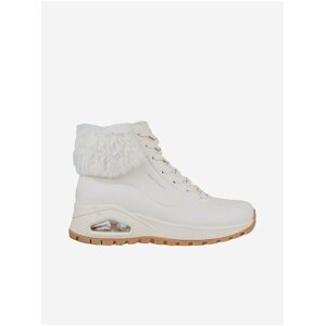 Bílé dámské kotníkové zimní boty s umělým kožíškem Skechers