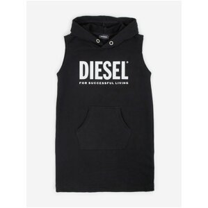 Černé holčičí mikinové šaty s kapucí Diesel
