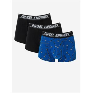 Sada tří pánských boxerek v modré a černé barvě Diesel
