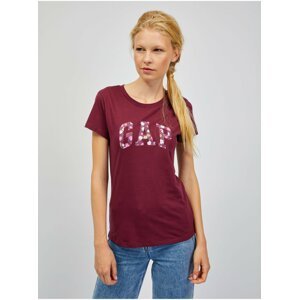 Vínové dámské tričko s logem GAP floral
