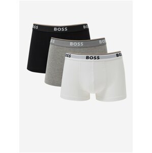 Sada tří pánských boxerek v bílé, šedé a černé barvě HUGO BOSS