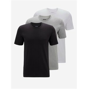 Sada tří pánských basic triček v černé, světle šedé a bílé barvě HUGO BOSS