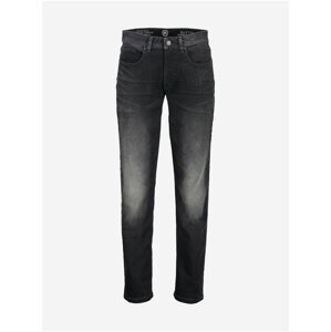 Tmavě šedé pánské slim fit džíny s vyšisovaným efektem LERROS