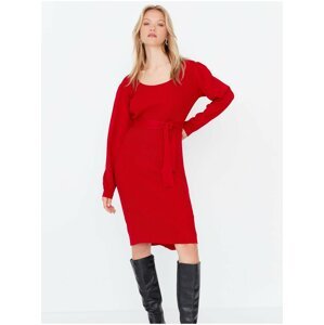 Červené svetrové šaty Trendyol