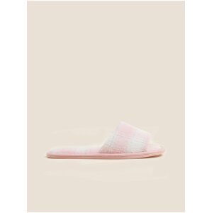 Šedo-růžové dámské kostkované pantofle Marks & Spencer