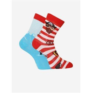 Modro-červené dětské veselé ponožky Dedoles Pirát