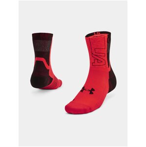 Červeno-černé unisex ponožky Under Armour UA ArmourDry Run Mid-Crew