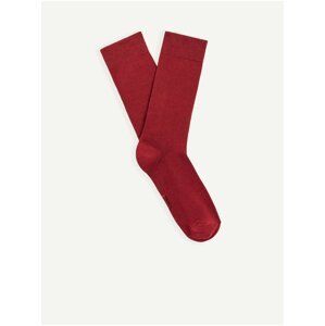 Červené vysoké ponožky z bavlny Supima® Celio Milof