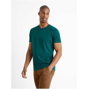 Zelené basic tričko s krátkým rukávem Celio Neunir