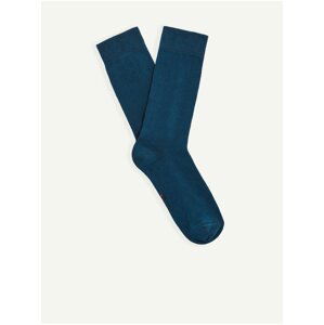 Tmavě modré vysoké ponožky z bavlny Supima® Celio Milof