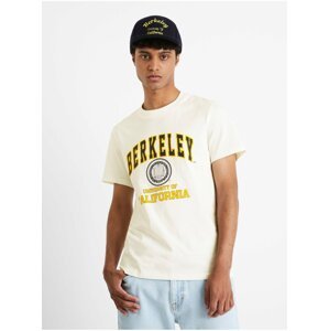 Žluto-bílé pánské tričko Celio Berkeley university