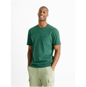 Zelené tričko s kapsičkou Celio Cesolace