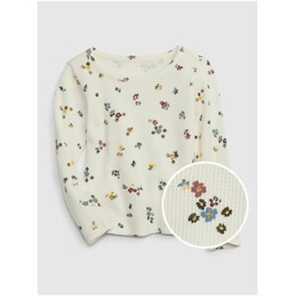 Krémové holčičí květované tričko GAP