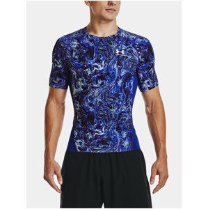 Tričko Under Armour UA HG Armour Comp Print SS - modrá