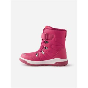 Růžové holčičí zimní kotníkové boty s koženými detaily Reima Quicker Azalea 