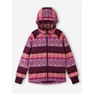 Růžový holčičí vzorovaný fleecový svetr na zip s kapucí Reima Northern