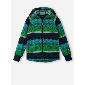 Zelený dětský vzorovaný fleecový svetr na zip s kapucí Reima Northern