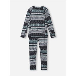 Černo-modrý dětský vzorovaný vlněný set svetru a kalhot Reima Taitoa