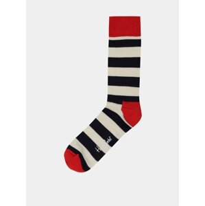 Černo-krémové pruhované ponožky Happy Socks Stripe
