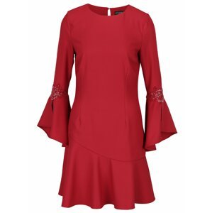 Červené šaty se zvonovým rukávem a výšivkou Little Mistress