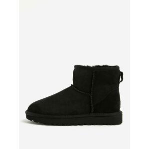 Černé dámské semišové sněhule s kožíškem UGG Classic Mini II