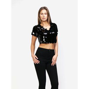 Černý crop top s flitry MISSGUIDED