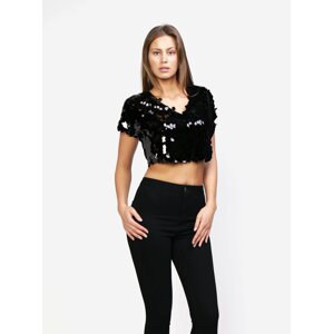 Černý crop top s flitry MISSGUIDED