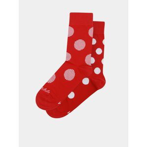 Bílo-červené unisex puntíkované ponožky Fusakle Červenostraník