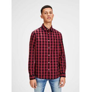 Černo-červená kostkovaná košile s dlouhým rukávem Jack & Jones Gingham