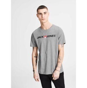 Šedé žíhané tričko s potiskem Jack & Jones