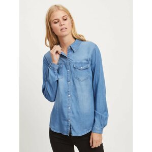Modrá džínová košile s dlouhým rukávem VILA Bista