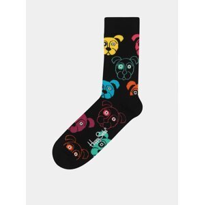 Černé unisex vzorované ponožky Happy Socks