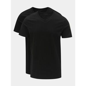 Sada dvou černých basic triček s véčkovým výstřihem Jack & Jones