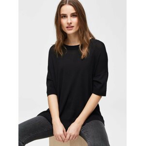 Černé svetrové tričko s rozparky Selected Femme Wille