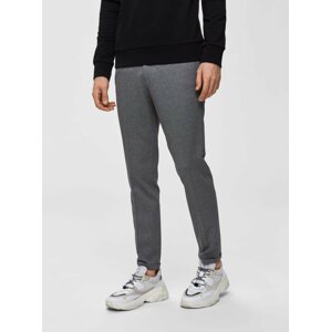 Šedé žíhané zkrácené skinny fit kalhoty Selected Homme Jersey