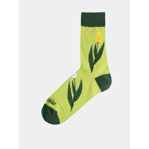 Světle zelené dámské květované ponožky Fusakle Tulipán