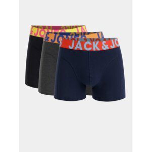 Sada tří boxerek v černé, modré a šedé barvě Jack & Jones