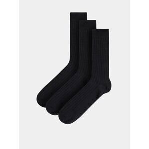 Sada tří párů černých ponožek Selected Homme Pete