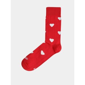Červené vzorované ponožky Fusakle Láska