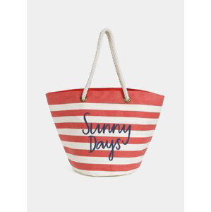 Krémovo-červená dámská pruhovaná plážová taška Tom Joule